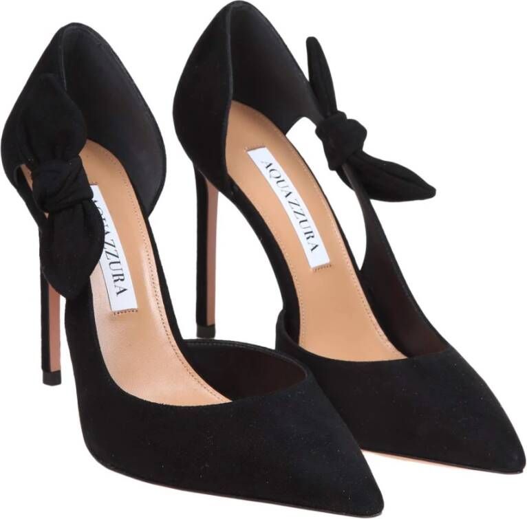 Aquazzura Zwarte Suède Stiletto Hak Pumps Black Dames