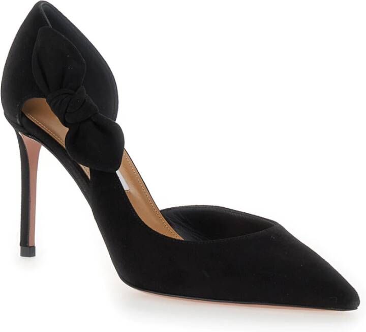 Aquazzura Zwarte Suède Stiletto Hiel Pumps Black Dames