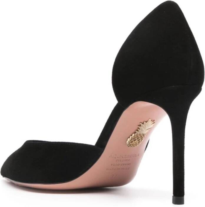 Aquazzura Zwarte Suède Strik Platte Schoenen Black Dames