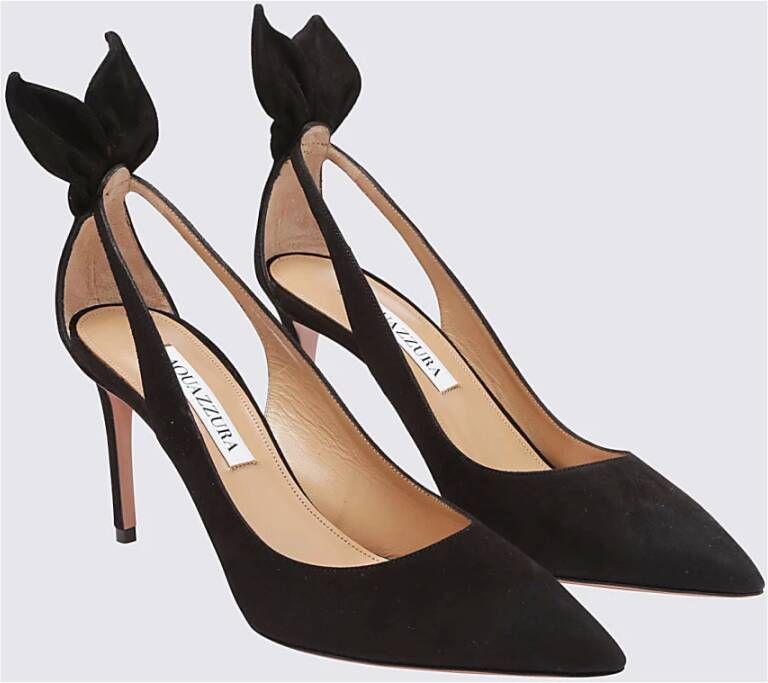 Aquazzura Zwarte Suède Strik Pumps Black Dames