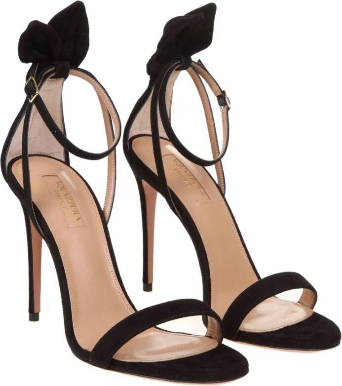 Aquazzura Zwarte Suède Strik Sandaal Black Dames