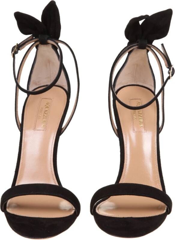 Aquazzura Zwarte Suède Strik Sandaal Black Dames