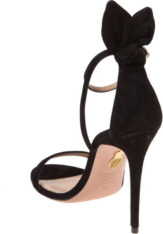 Aquazzura Zwarte Suède Strik Sandaal Black Dames