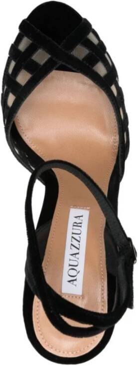 Aquazzura Zwarte Velvet Blokhak Sandalen Black Dames