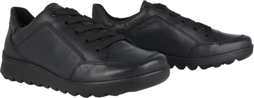 Ara Gestreepte vetersneaker in zwart Black Dames