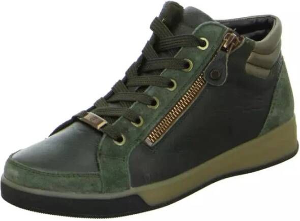 Ara Groene hoge sneaker met gestreepte veters Green Dames