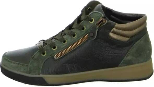 Ara Groene hoge sneaker met gestreepte veters Green Dames