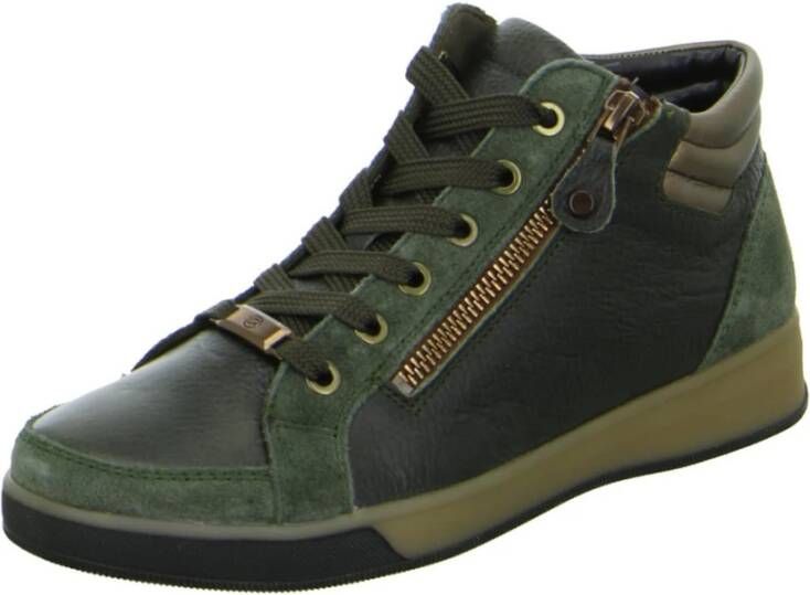 Ara Leren textiel sneaker laars Green Dames