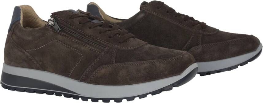 Ara Wijde pasvorm veter-zip sneaker Bruin Brown Heren