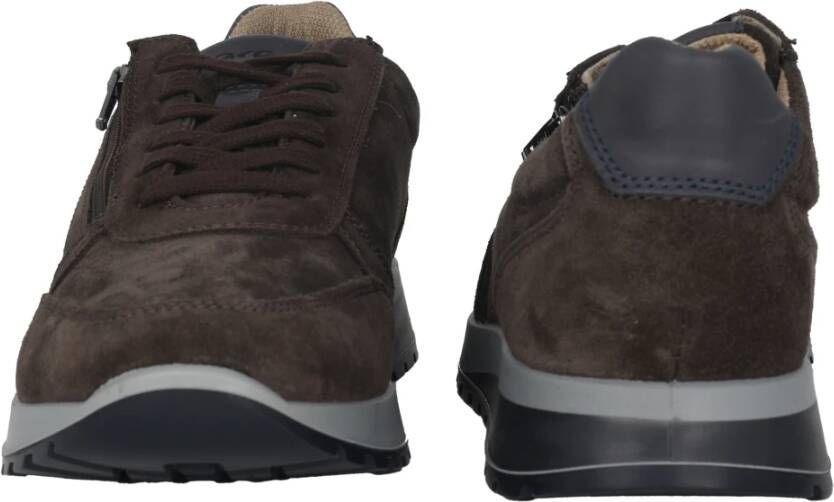 Ara Wijde pasvorm veter-zip sneaker Bruin Brown Heren