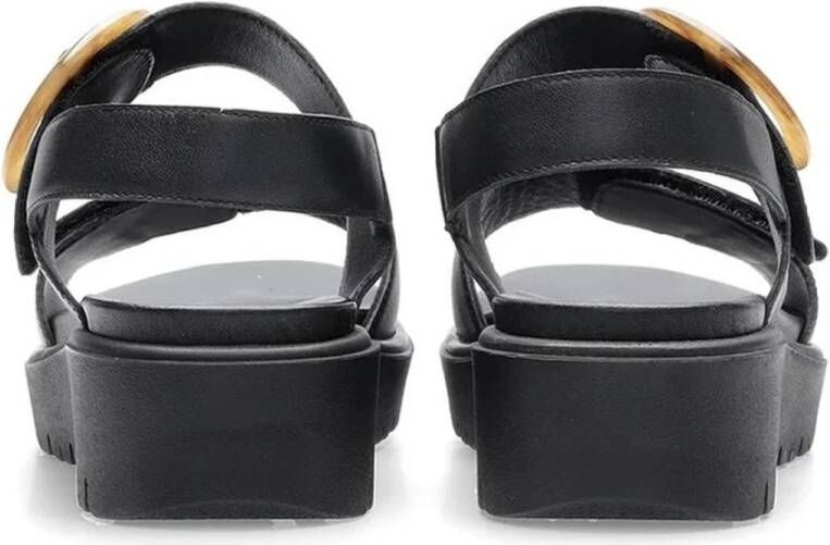 Ara Zwarte Platte Sandalen voor Vrouwen Black Dames