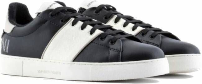 Armani Bicolor Leren Sneakers Low-Top Stijl Black Heren