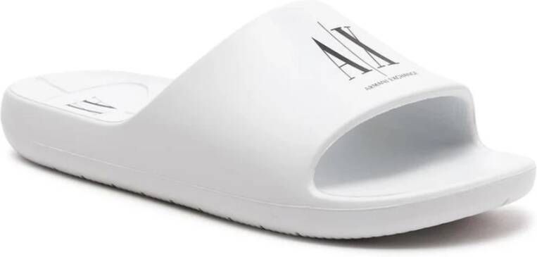 Armani Exchange Band Hiel Polyurethaan Slippers Lente Zomer Collectie White Dames