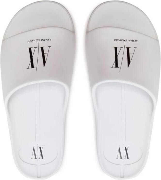 Armani Exchange Band Hiel Polyurethaan Slippers Lente Zomer Collectie White Dames