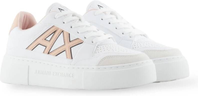 Armani Exchange Contrast Logo Sneakers Xdx147 Optic White Dames