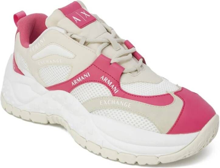 Armani Exchange Fuchsia Leren Vetersneakers Multicolor Dames