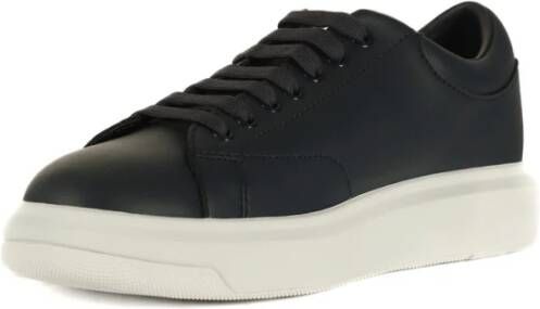 Armani Exchange Leren Logo Sneakers Blue Heren