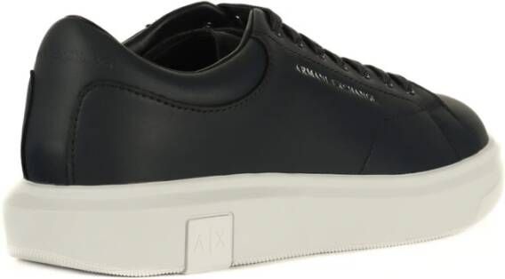 Armani Exchange Leren Logo Sneakers Blue Heren