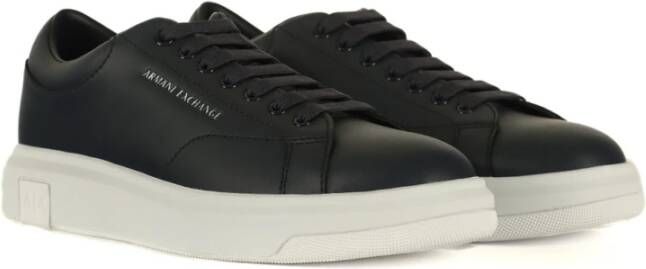 Armani Exchange Leren Logo Sneakers Blue Heren