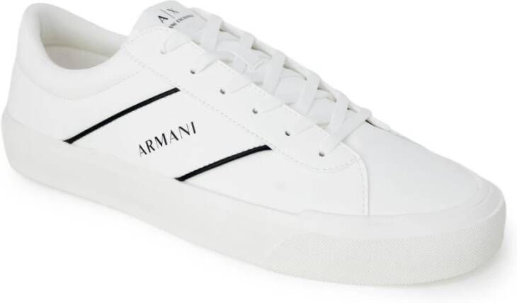 Armani Exchange Leren Sneakers Wit Herfst Winter Vetersluiting White Heren