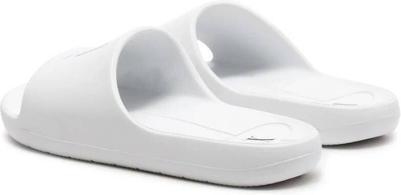 Armani Exchange Witte Bedrukte Rubberen Slippers White Dames