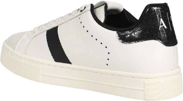 Armani Exchange Witte Glitter Leren Sneakers White Dames