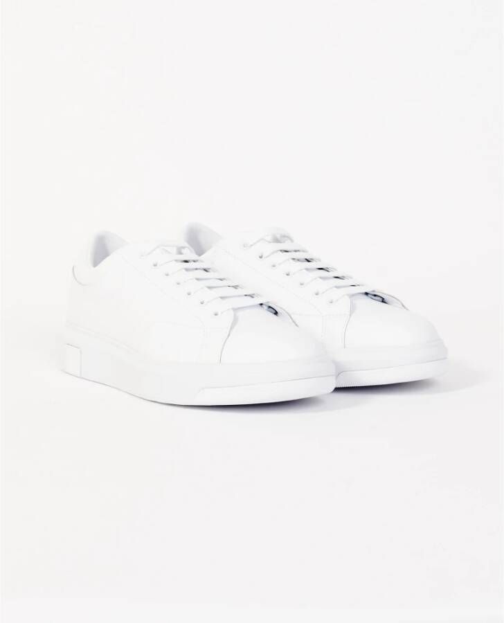 Armani Exchange Witte leren sneakers met merklogo White Heren