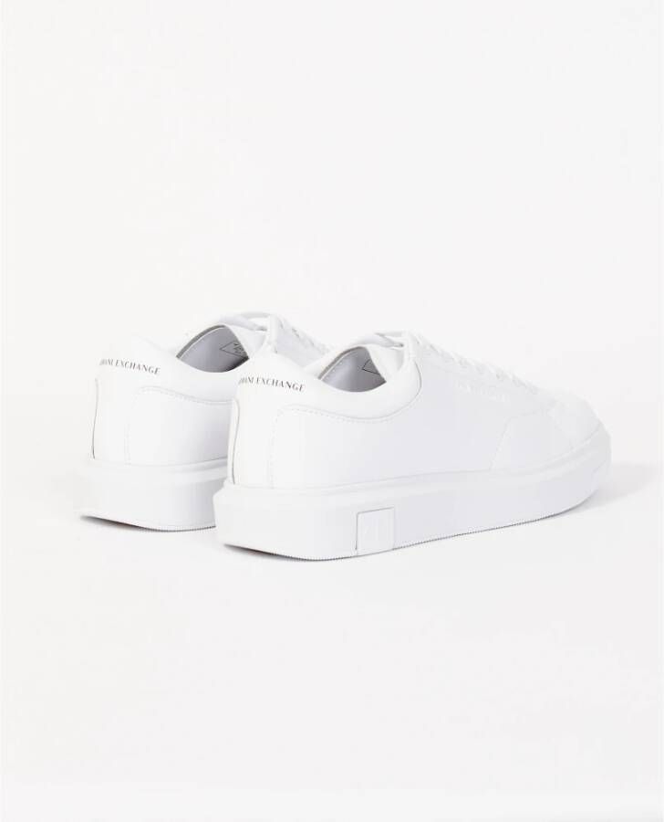 Armani Exchange Witte leren sneakers met merklogo White Heren