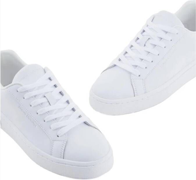 Armani Exchange Witte Leren Sneakers White Heren