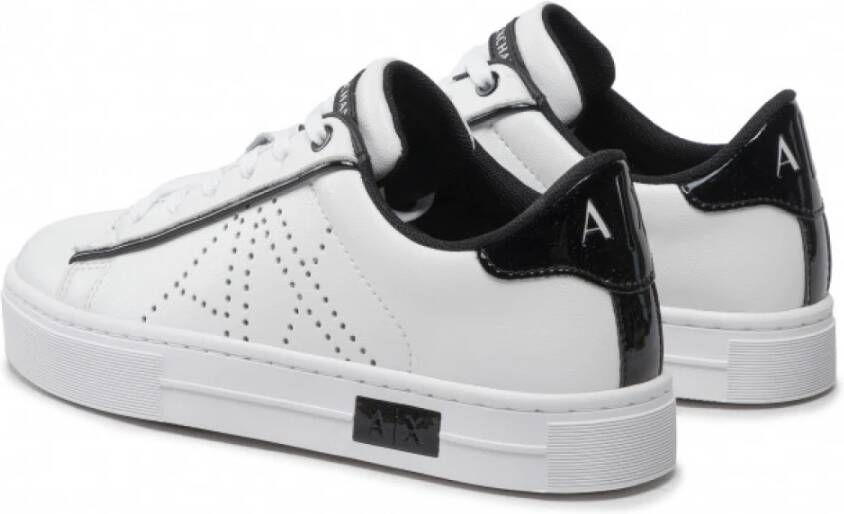 Armani Exchange Witte Leren Veterschoenen White Dames