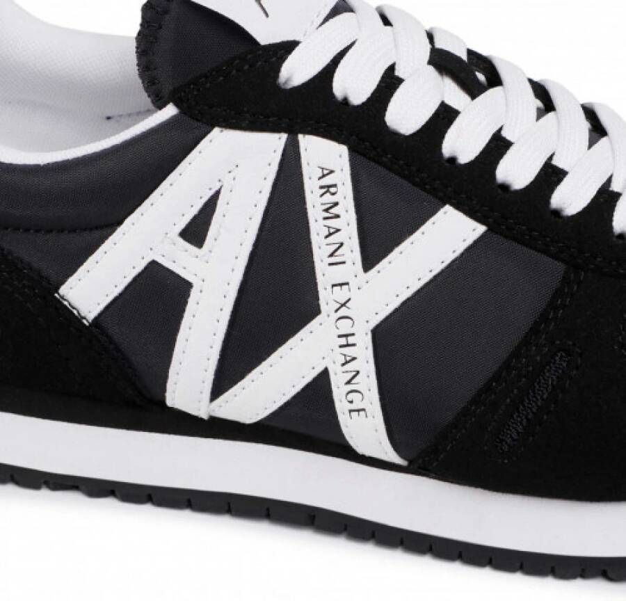 Armani Exchange Zwarte en witte canvas sneakers Black Heren