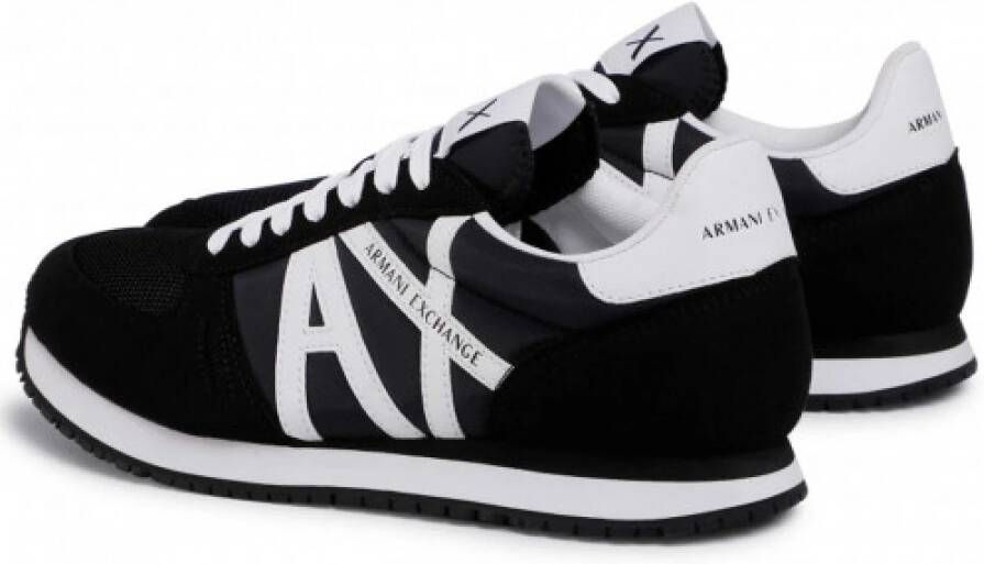 Armani Exchange Zwarte en witte canvas sneakers Black Heren