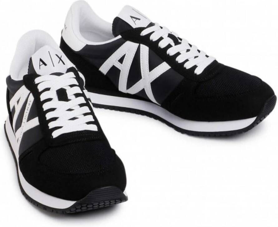 Armani Exchange Zwarte en witte canvas sneakers Black Heren