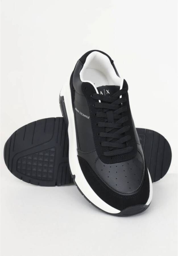 Armani Exchange Zwarte Herensneakers Logo Ontwerp Black Heren