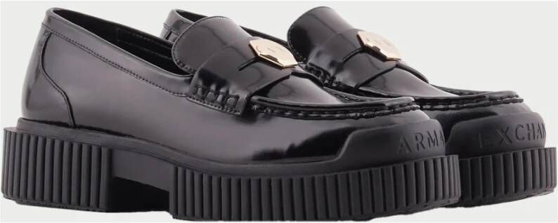 Armani Exchange Zwarte platte schoenen met vierkante hak Black Dames