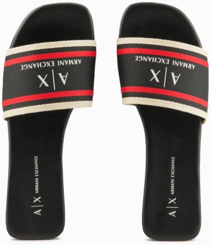 Armani Exchange Zwarte Sandalen met Logoprint Band Black Dames