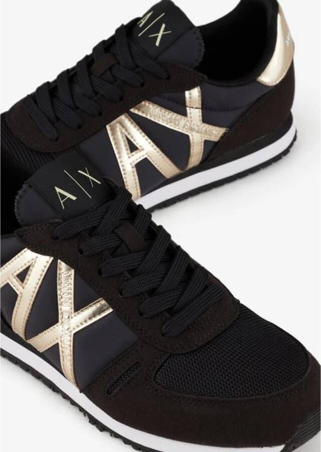 Armani Exchange Zwarte Sneakers Merklogo Rubberen Zool Black Dames