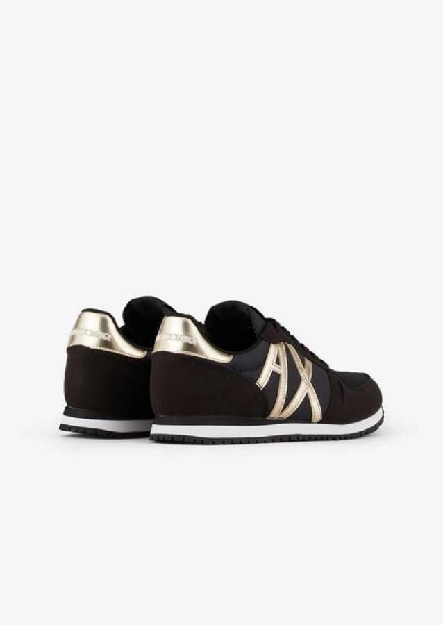 Armani Exchange Zwarte Sneakers Merklogo Rubberen Zool Black Dames