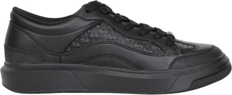 Armani Exchange Zwarte Sneakers met All-Over Logo Black Heren