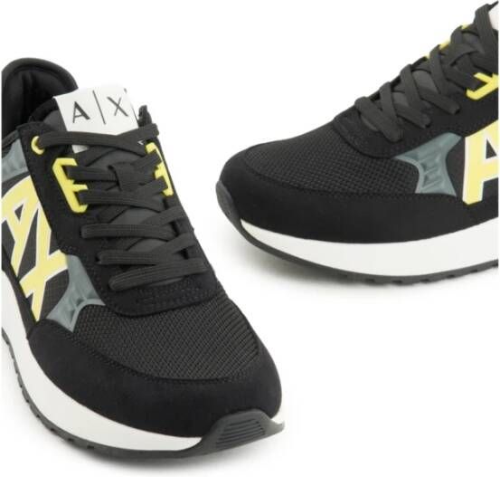 Armani Exchange Zwarte Sneakers met Suède Inzetstukken Black Heren