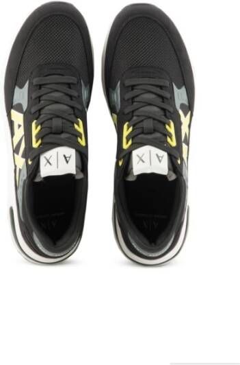 Armani Exchange Zwarte Sneakers met Suède Inzetstukken Black Heren