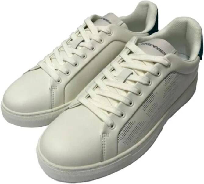 Armani Logo Sneakers in Blauw en Wit White Heren