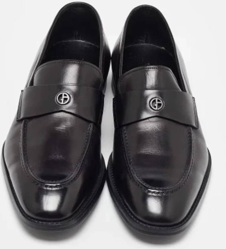 Armani Pre-owned Leather flats Black Heren