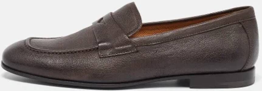 Armani Pre-owned Leather flats Brown Heren