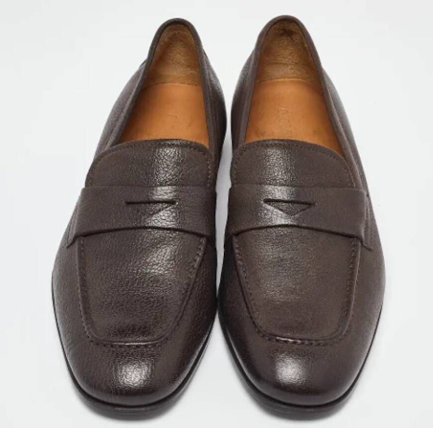 Armani Pre-owned Leather flats Brown Heren