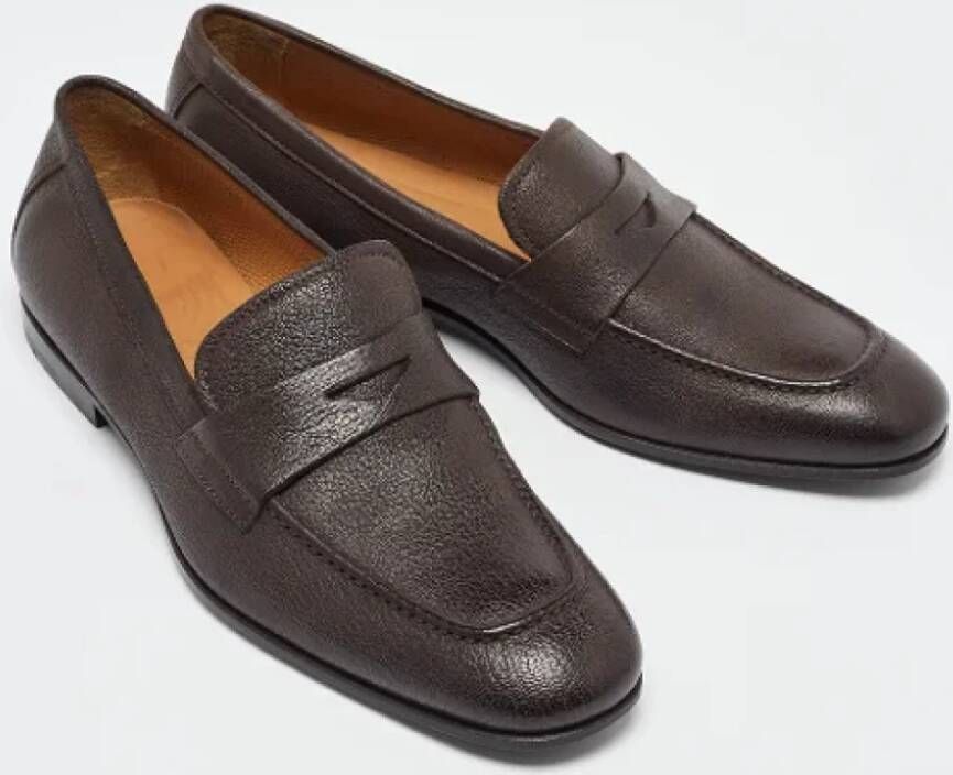 Armani Pre-owned Leather flats Brown Heren