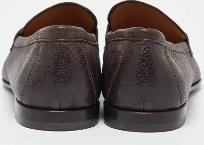 Armani Pre-owned Leather flats Brown Heren