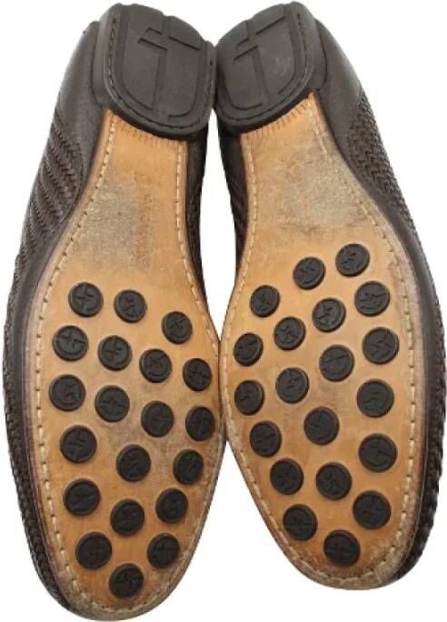 Armani Pre-owned Leather flats Brown Heren