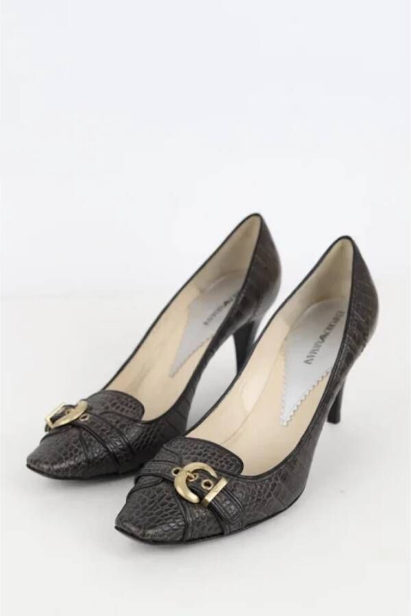 Armani Pre-owned Leather heels Gray Dames