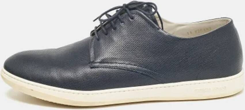 Armani Pre-owned Leather sneakers Blue Heren